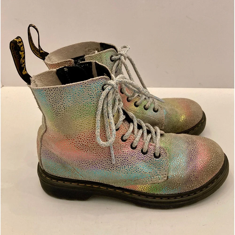 Doc Martens Airwalk Leather Multicolor Combat‎ Boots Lug Pascal J 1460 Kids Sz 2
